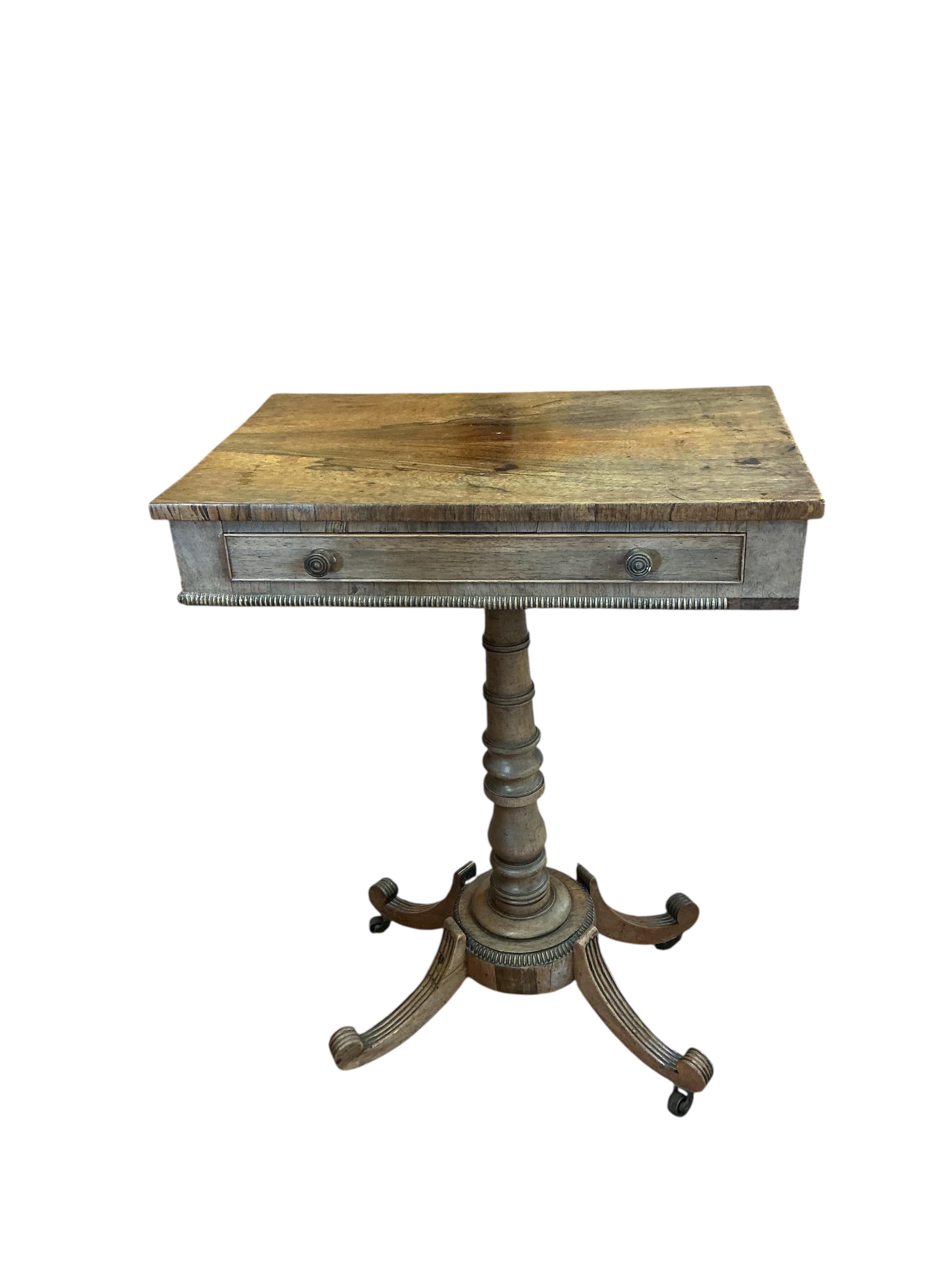 A Regency faded rosewood side table, width 55cm, depth 36cm, height 75cm